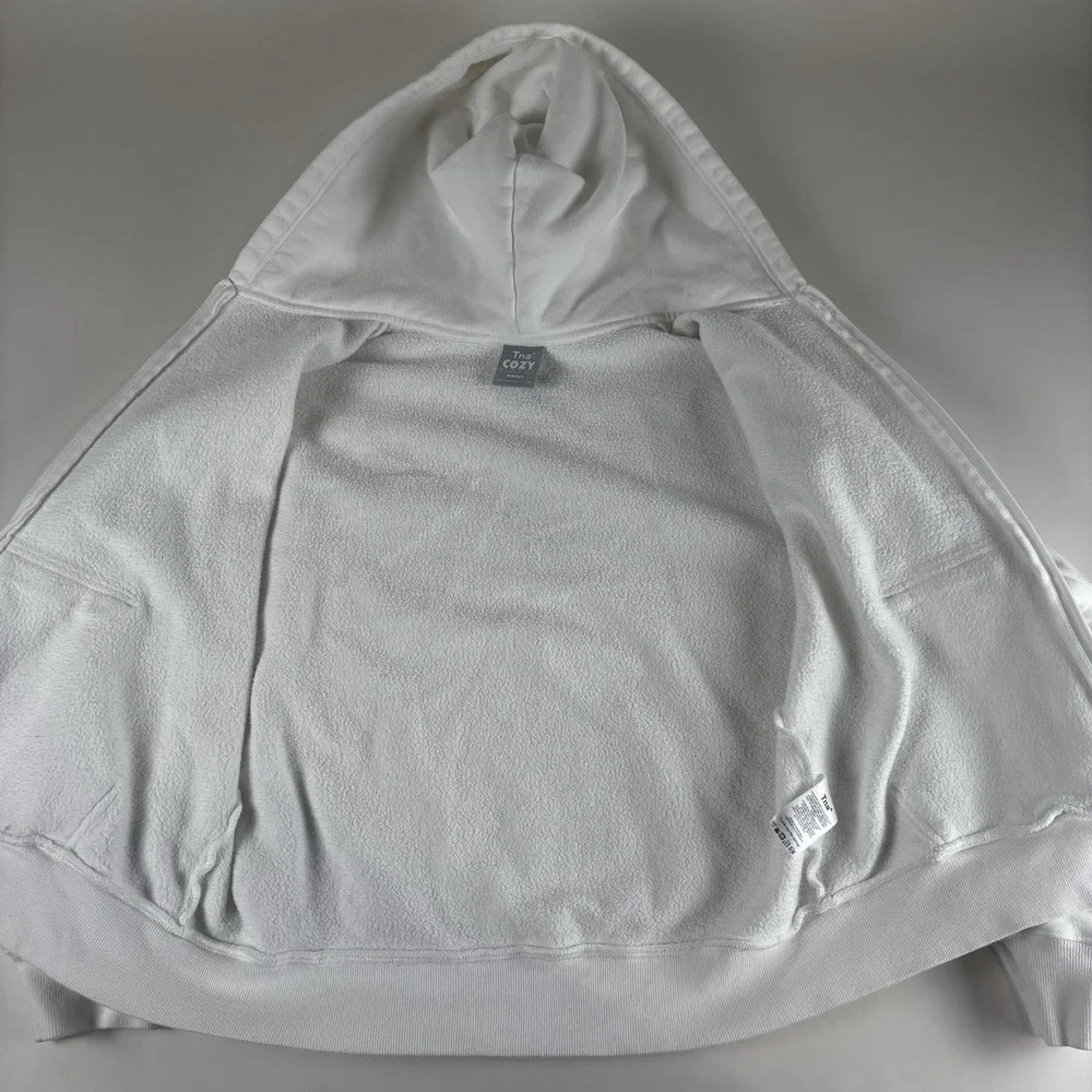 TNA COZY Fleece Perfect White Zip-Up Hoodie Size Medium Women's Heavy - Picture 3 of 10